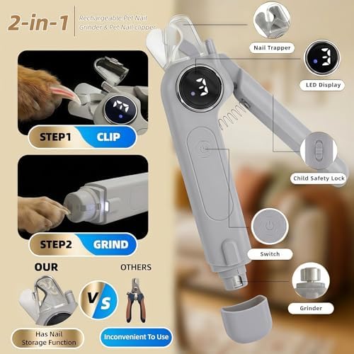 2-in-1 Quiet Electric Pet Nail Clipper & Grinder - Image 2