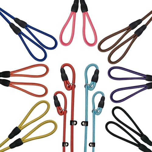 FOVRLZSE 18 Pack Bulk Nylon Dog Slip Leashes, 9 Mixed Colors 4.6FT/1.4M by FOVRLZSE