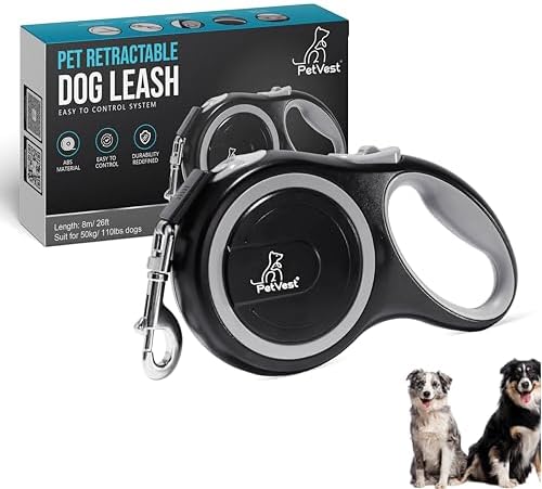 Retractable Dog Leash – Extendable up to 26 FT, Heavy Duty Nylon Tape, by PetVest