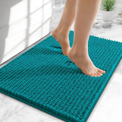 OLANLY Thick Chenille Small Bathroom Rugs Mats 24x16, Deep Lake by OLANLY