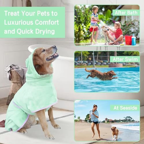 Pet Bathrobe for Dog Cat Absorbently Quick Drying Coat Cute Dogs Bath Towel - Image 4