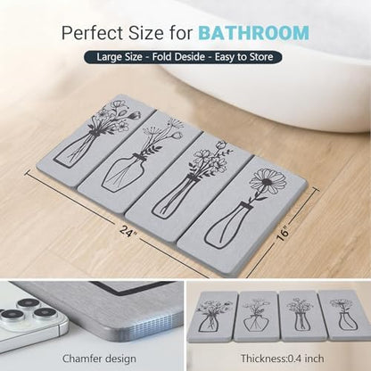 Gray Quick Dry Diatomaceous Foldable Stone Bath Mat - Image 6