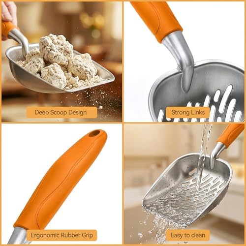 Cat Litter Scoop, Large Long Handle Kitty Metal Scooper - Image 7