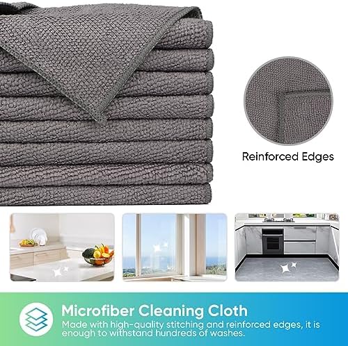 HOMEXCEL Grey Microfiber Cleaning Cloth, 24 Pack Cleaning Towels - Image 2