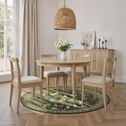 4Ft Round Dogs Area Rug for Living Room Bedroom - Image 4