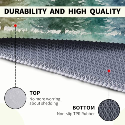 Giwawa Pine Tree Bath Rug Natural Forest Fog Washable Bathtub Mat Non Slip - Image 5