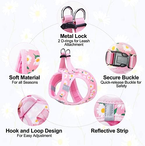 BEAUTYZOO Dog Harness Medium Sized and Leash Set, No Pull Pet Vest -Floral - Image 3