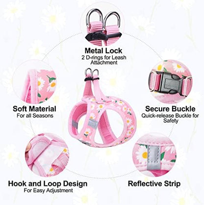 BEAUTYZOO Dog Harness Medium Sized and Leash Set, No Pull Pet Vest -Floral - Image 3