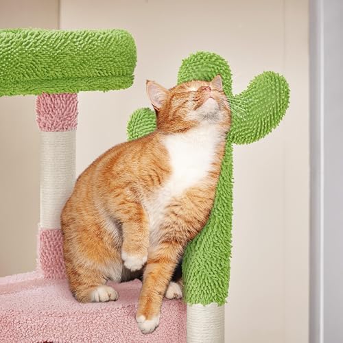 Yaheetech 42in Pink Cactus Cat Tree Tower - Image 5