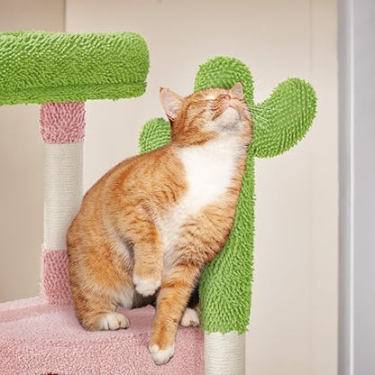 Yaheetech 42in Pink Cactus Cat Tree Tower - Image 5
