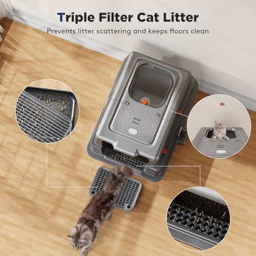 FURTIME XXXL Extra Large Enclosed Stainless Steel Litter Box - Image 6