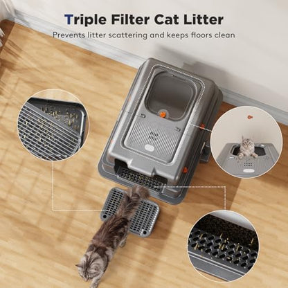 FURTIME XXXL Extra Large Enclosed Stainless Steel Litter Box - Image 6