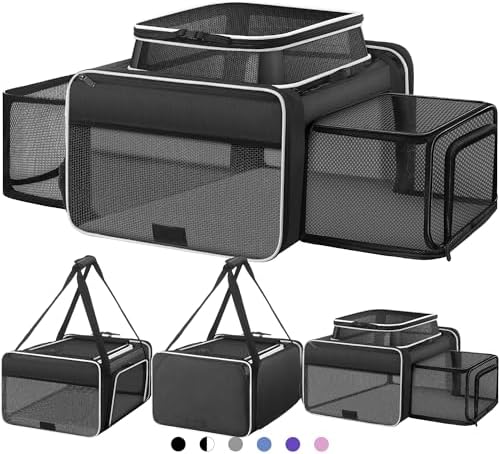 Top and 2 Sides Expandable Cat Carrier 18x13.5x9.5 TSA Airline Approved by SHARLOVY