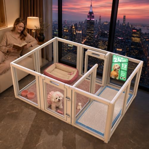 FXW AuraSpace Clear Acrylic Indoor Dog Playpen, 12 Panels by FXW