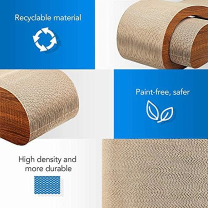 FluffyDream 2 in 1 Cat Scratcher Cardboard Lounge Bed, Cat Scratching Post - Image 5
