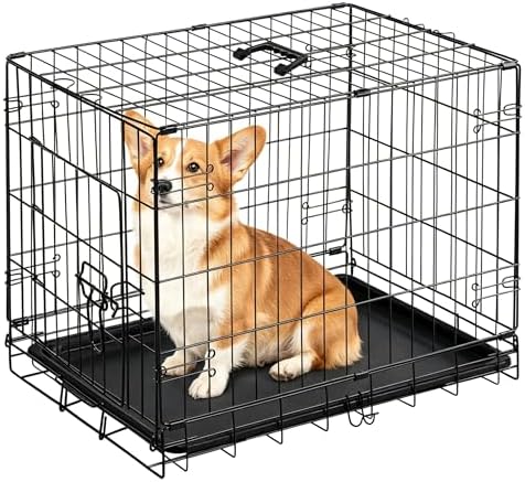 DUMOS Dog Crate, 30 Inch Small Medium Single Door Folding Dog Cage by DumosLifestyle