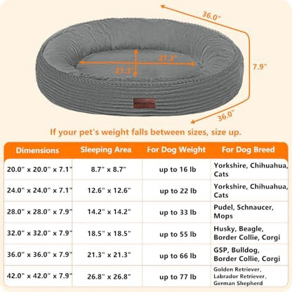 Dwanton Orthopedic Medium Dount Dog Bed, Egg-Crate Foam Round Dog Sofa - Image 6