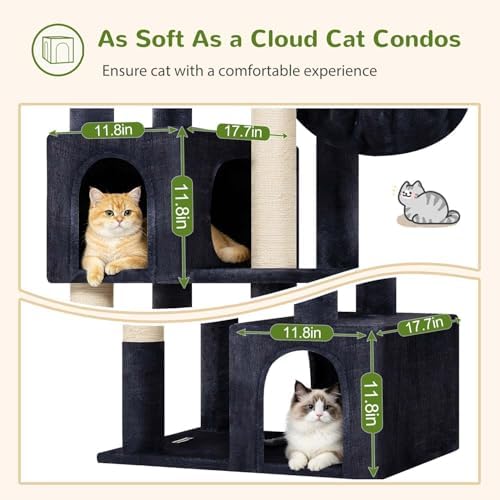 Globlazer C64 Heavy Duty Corner Cat Tree, 64in Large Cat Tower, Dark Grey - Image 3