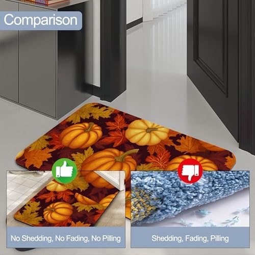 Fall Pumpkin Bath Mat, Fast Drying Thanksgiving Maple Bathmats - Image 4