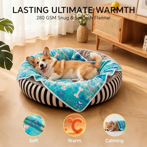 1 Pack 6 Blankets Dog Cat Soft Fluffy Fleece Pet Blanket Warm Cute Print Design - Image 6