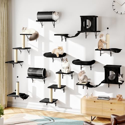 14-in-1 Cat Wall Shelves, Wall Mounted Cat Shelves, Space Saving by KAMABOKO