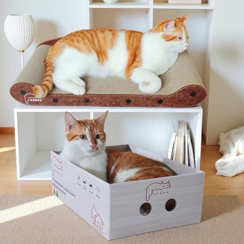 Cat Scratcher Medium Sofa Bed Scratcher & Scratcher Box Corrugated Cardboard - Image 5