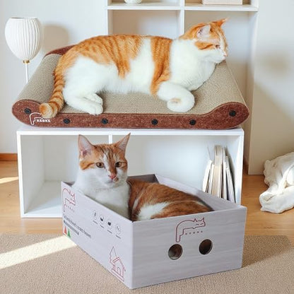 Cat Scratcher Medium Sofa Bed Scratcher & Scratcher Box Corrugated Cardboard - Image 5