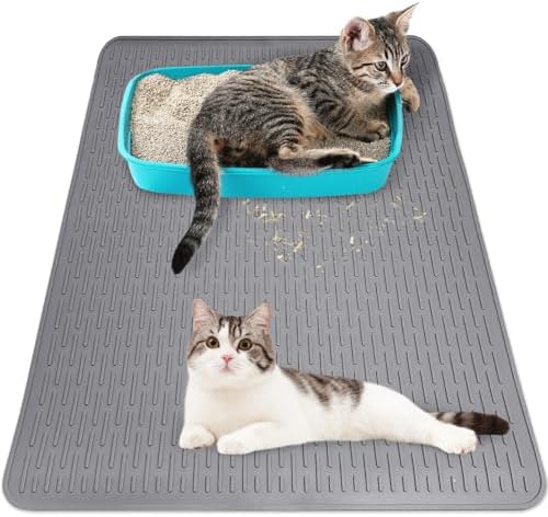 Cat Litter Mat 36" x 20" Waterproof Rubber Litter Box Mat by Apatal