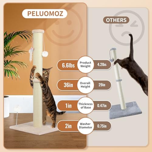 36 Inch Tall Cat Sisal Scratching Post - Image 3