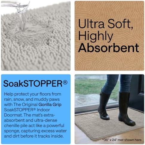 GORILLA GRIP SoakSTOPPER Dog Door Mat, Machine Wash and Dry, 36x24 Lt Gray - Image 4
