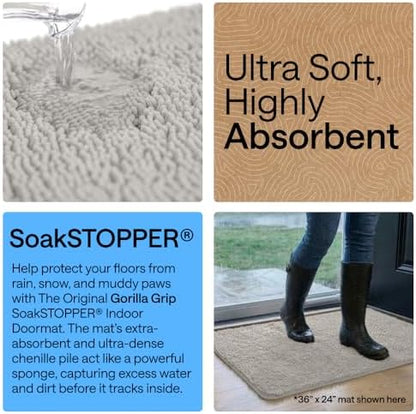 GORILLA GRIP SoakSTOPPER Dog Door Mat, Machine Wash and Dry, 36x24 Lt Gray - Image 4