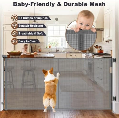 GRENFU Reinforced 71" Wide Retractable Gate Prevents Crawling Under - Image 6