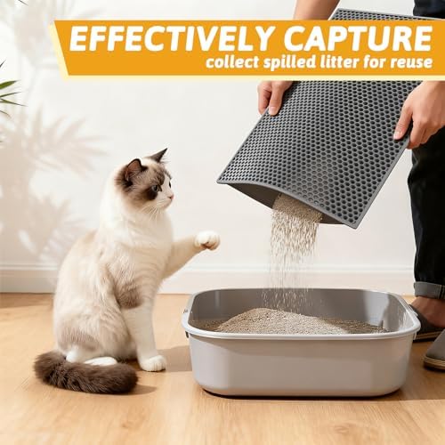 Pieviev Double Layer Cat Litter Mat Traps Litter 24''x15'' 2 Pack - Image 3