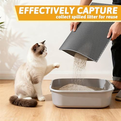 Pieviev Double Layer Cat Litter Mat Traps Litter 24''x15'' 2 Pack - Image 3