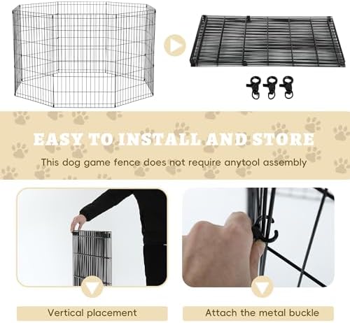 8-Panel Foldable Metal Dog Exercise Pen – 24/30/36/42/48 Inch Height, - Image 4