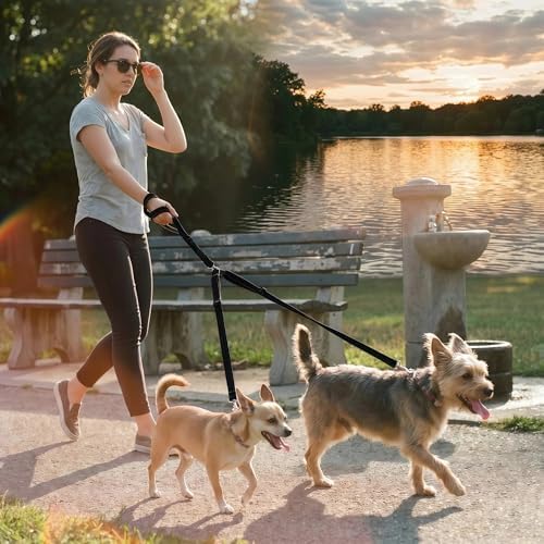 Double Leash for Two Dogs, No Tangle Bungee Dog Leash - Image 2