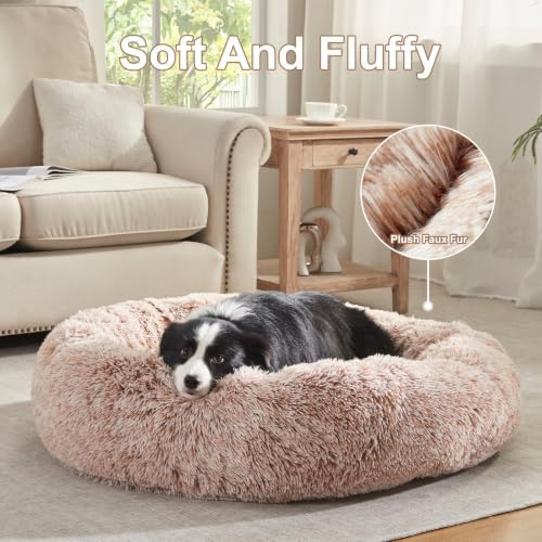 42 in Faux Fur Fluffy Donut Dog Bed - Image 4