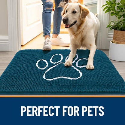 OLANLY Dog Door Mat for Muddy Paws 47x32, Paw Print Design Chenille Mud Mat - Image 6