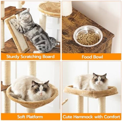 HOOBRO Cat Tree with Litter Box Enclosure, Cat Hammock, Hidden Litter Box - Image 6