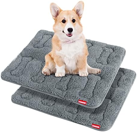 Dog Bed Crate Mat 2 Pack, Soft Plush Dog Bed Pad by Moonsea