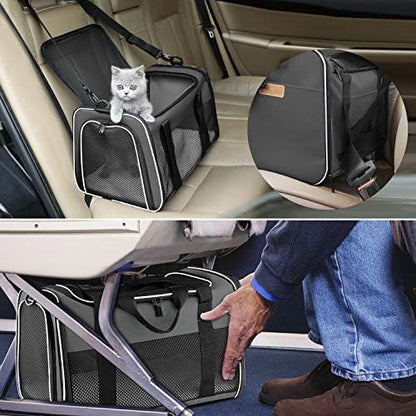 Cat Carrier - Portable Foldable Dog Pet Carrier, Soft-Sided Pet Bag up to 15 Lbs - Image 5