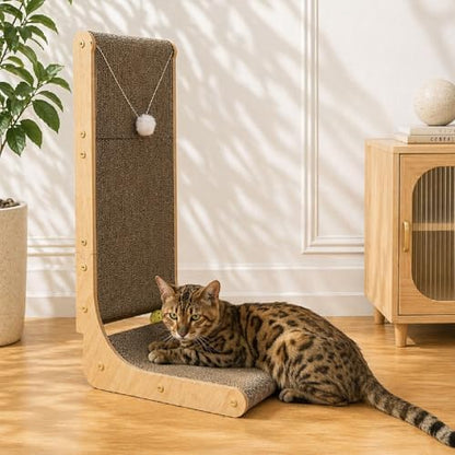 Cat Scratcher, 26.8 Inch L Shape Cat Scratch Pad Wall Mounted - Image 3