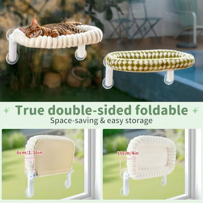 Sunhoo Foldable Cat Window Perch, Large Suction Cup Kitty Hammock - Image 3