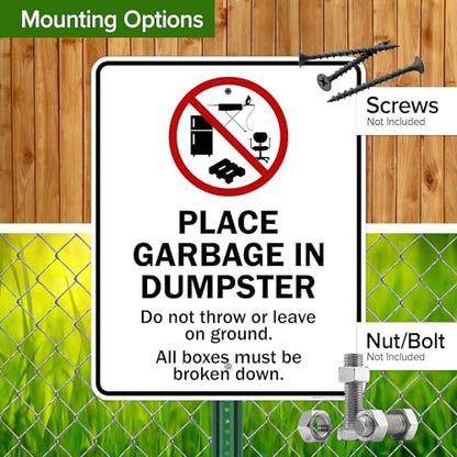 Place Garbage Inside Dumpster Do Not Throw Or Leave On Ground All Boxes - Image 5