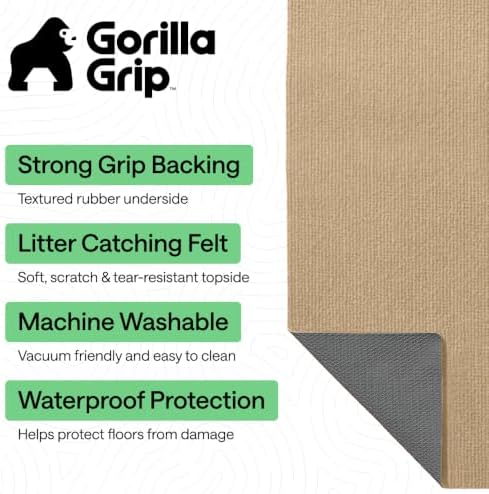 GORILLA GRIP Cat Litter Box Mat, Soft Felt Scatter Catcher - Image 2