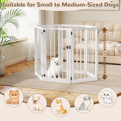 32" Extra Tall Free Standing Dog Gate Indoor, Foldable Pet Gate - Image 2