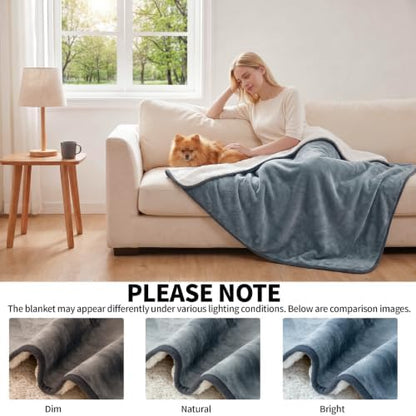 Sunheir Waterproof Blanket for Bed & Couch, Reversible Soft Sherpa Fleece - Image 3