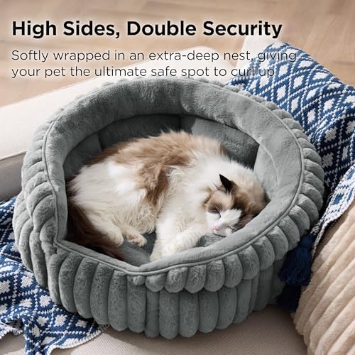 Bedsure ComfyFleece® Washable Cute Large Cat Bed, Soft Round Puppy Bed - Image 2