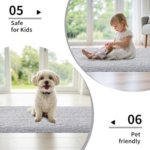 Disolla Silver Grey Bathroom Rugs 20x32, Non-Slip Plush Thick Bath Mat - Image 6