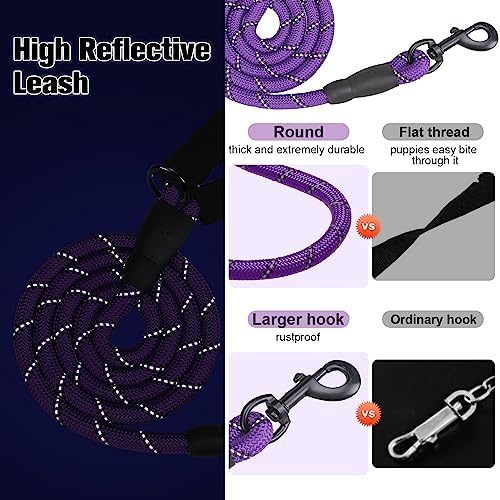 BEAUTYZOO Dog Leash for Large Dogs, 5FT Heavy Duty Rope Leash Bulk, 6 Pack - Image 5